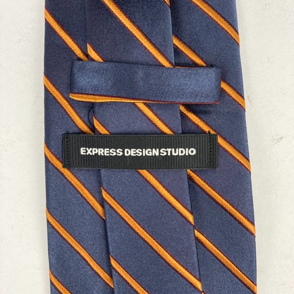 Express Design Studio Striped 100% Silk Neck Tie - Picture 3 of 3
